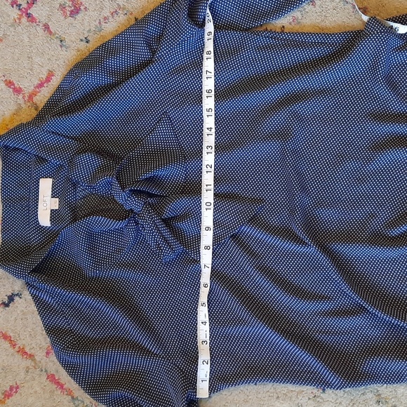 Loft Blue And White Polka Dot Bow Top Medium - Picture 2 of 5